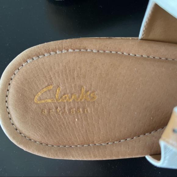 Clarks Artisan White Leather Sling back Sz 10 - Picture 4 of 7